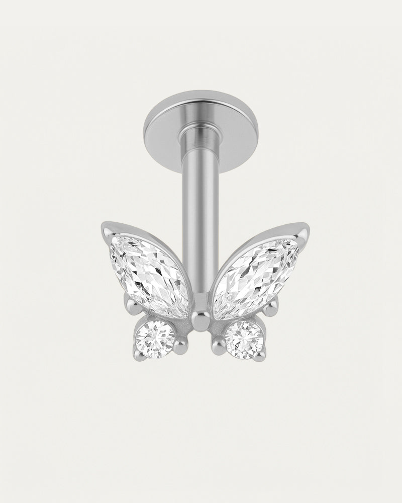 Titanium Vlinder met Steentjes Piercing - Mai