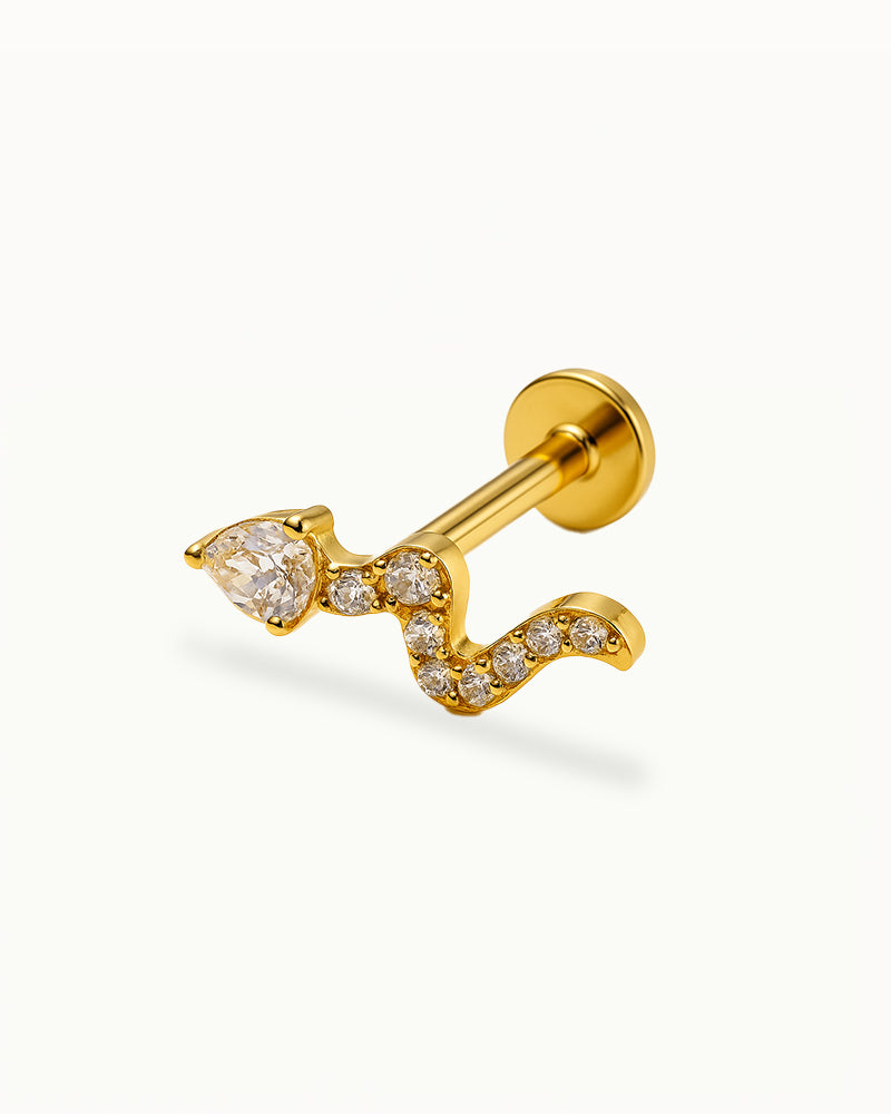 Titanium Slangen Piercing met Kristallen - Savannah