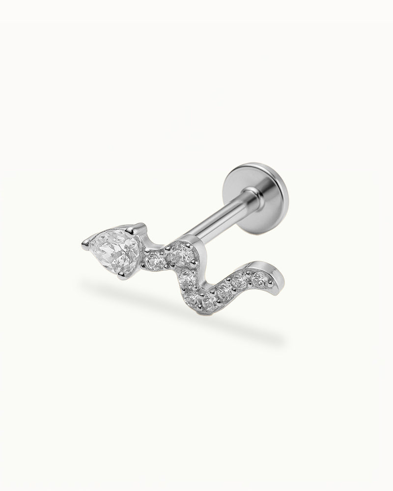 Titanium Slangen Piercing met Kristallen - Savannah