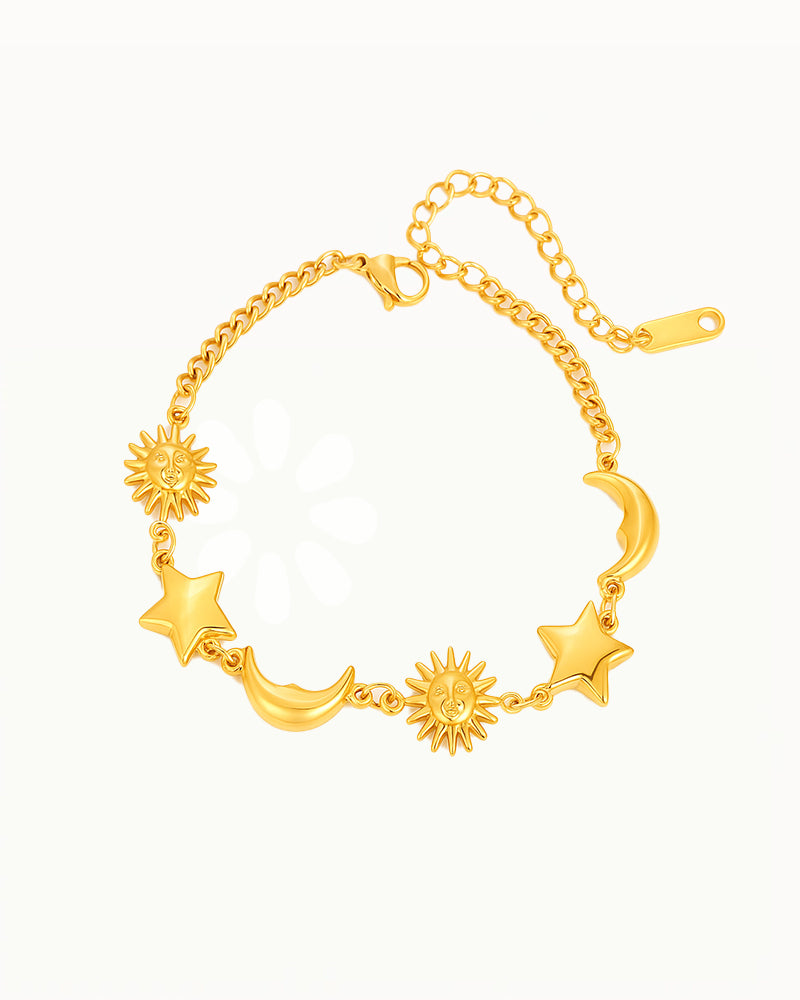 Goudkleurige Armband met Zon, Maan en Sterren - Lyra