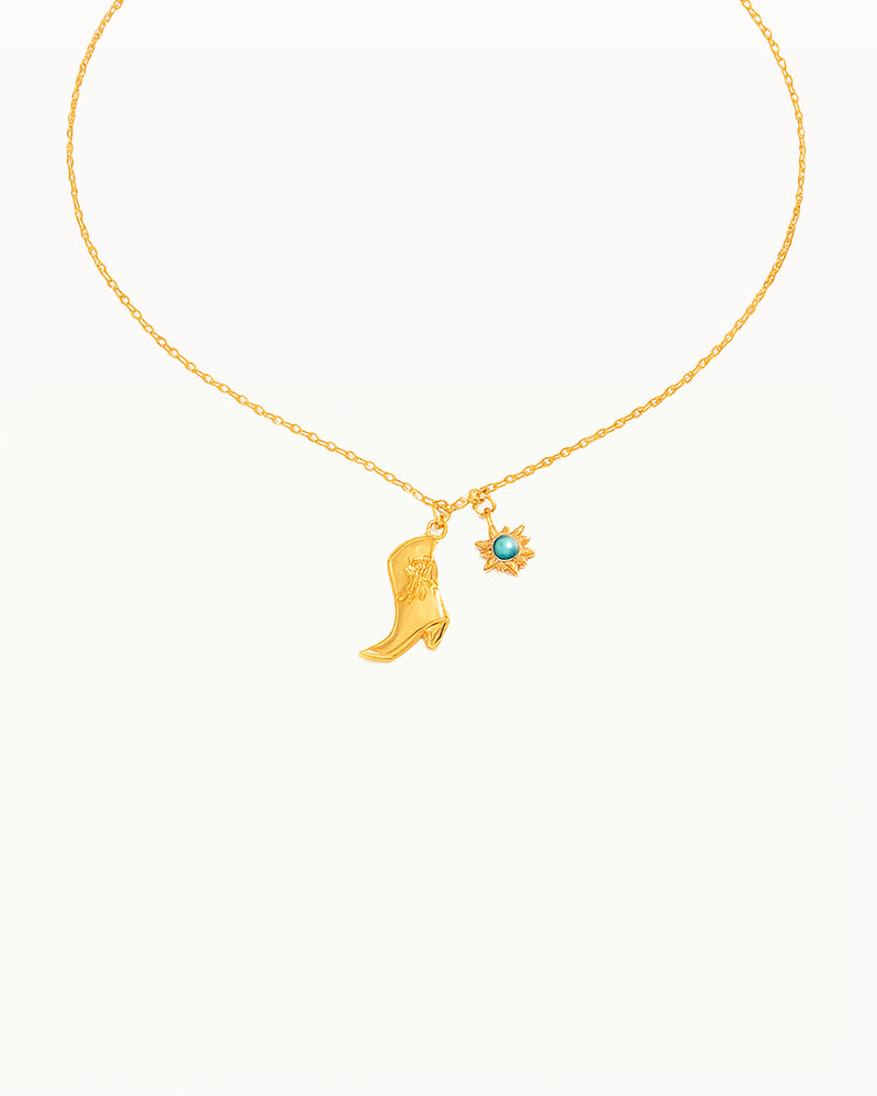 Gouden Ketting met Cowboylaars & Zon Bedel - Dynthe
