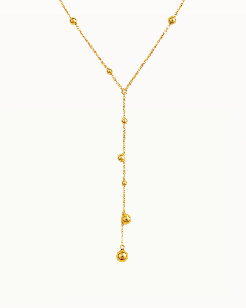 Gouden Y-Ketting met Minimalistische Kralen - Nyra