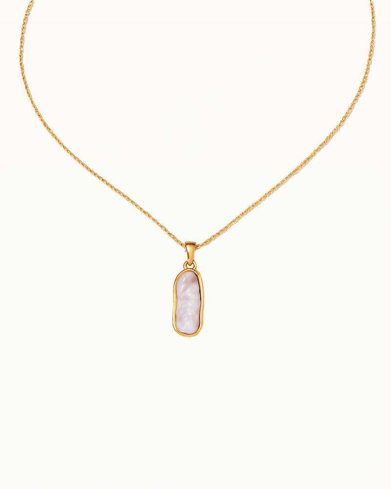 Gouden Ketting met Langwerpige Natuursteen Hanger - Nikki
