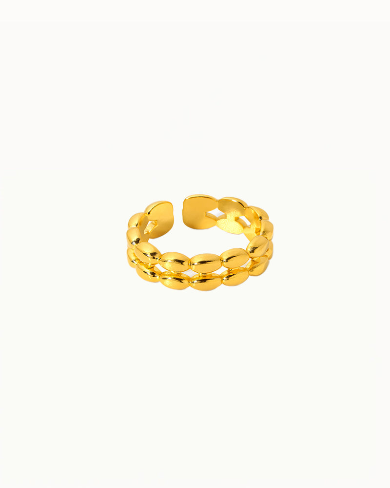 Gouden Schakel Ring - Verstelbaar - Mara - R42