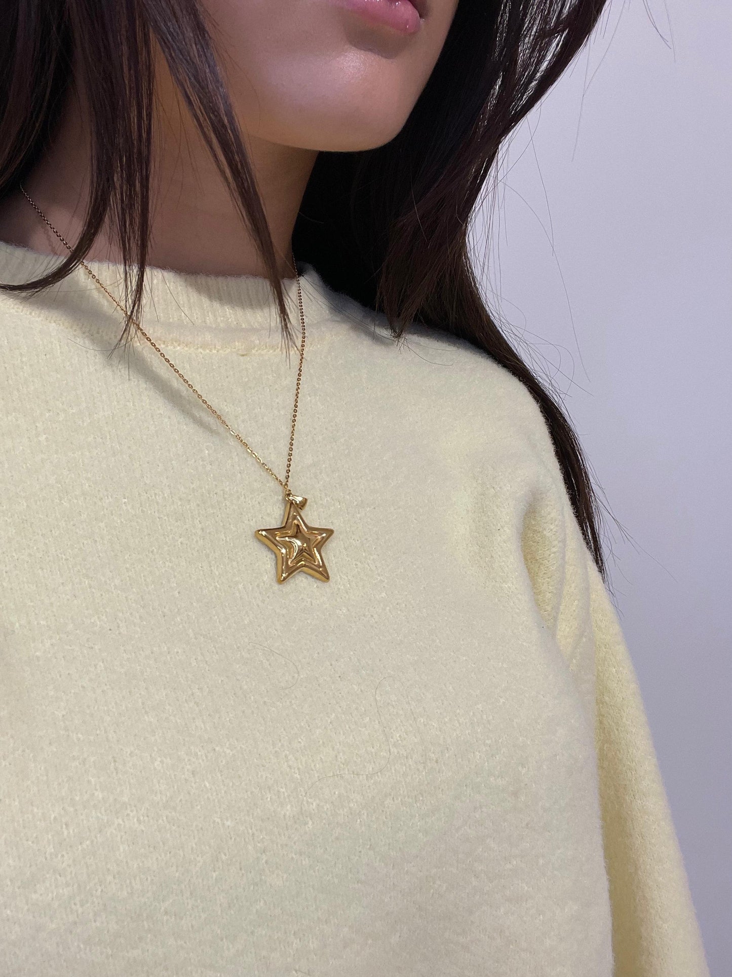 Gouden Ketting met Grote Ster Hanger - Pip