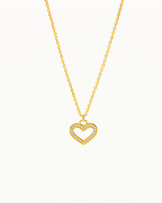 Gouden Hart Ketting met Steentjes - Aura