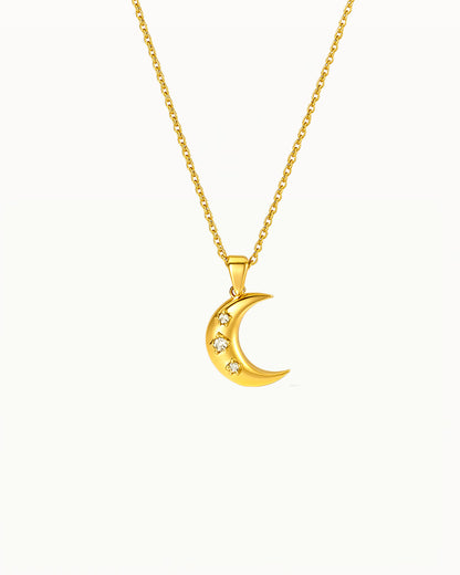 Gouden Maan Ketting met Steentjes - Natasha