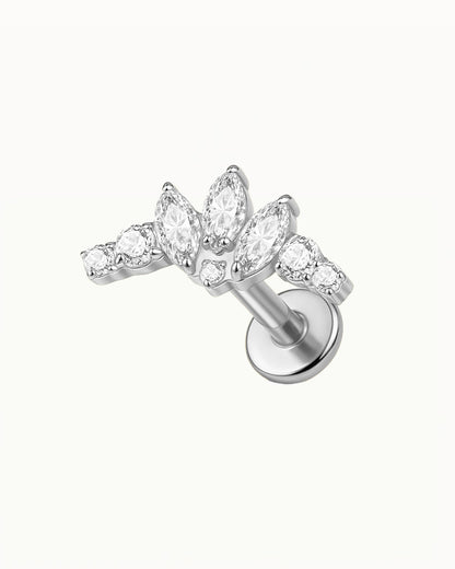 Titanium Piercing met Luxe Waaier van Steentjes - Nikoletta